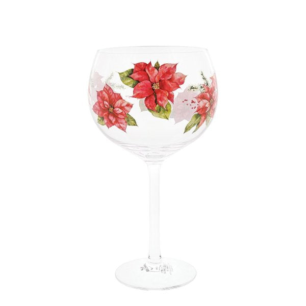 Christmas Red Poinsettia Copa Gin Glass