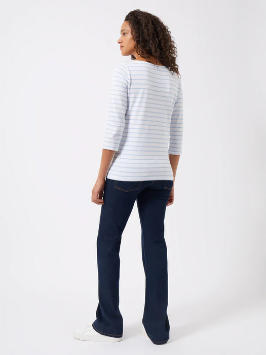 Great Plains Womens 3/4 Length Sleeve Stripe Top White-Powder Blue