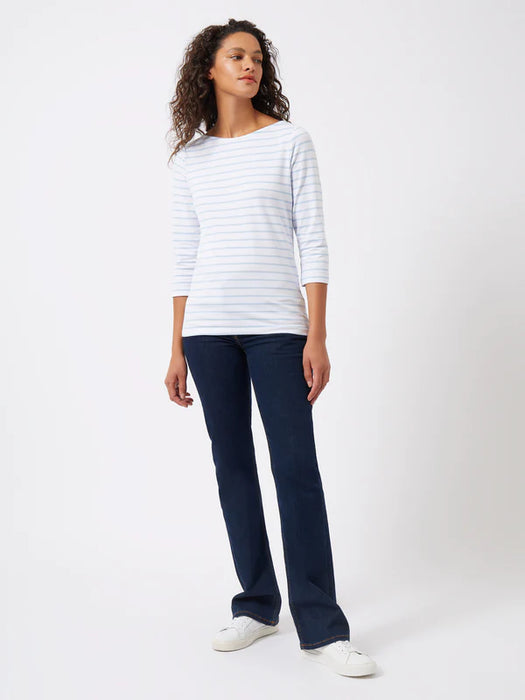 Great Plains Womens 3/4 Length Sleeve Stripe Top White-Powder Blue
