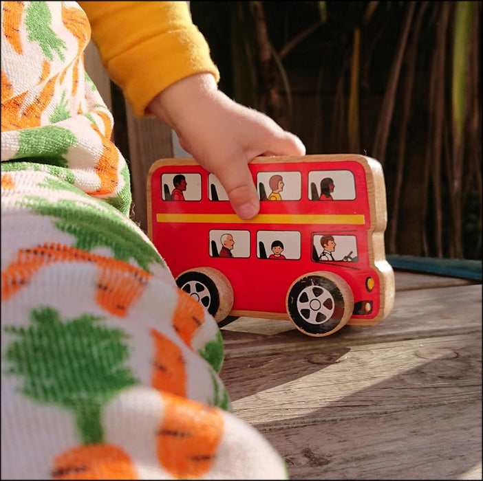 Lanka Kade Natural Wooden Double Decker Bus Push Along
