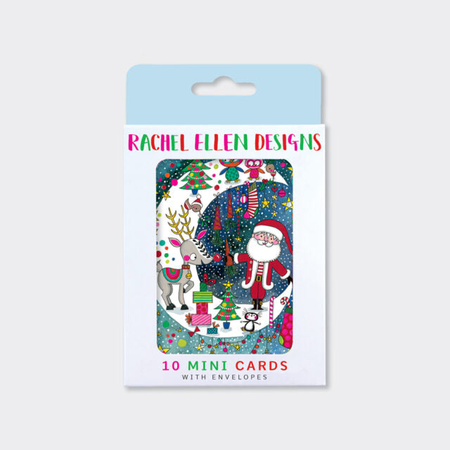 Rachel Ellen Boxed Mini Christmas Cards - Santa & Rudolph