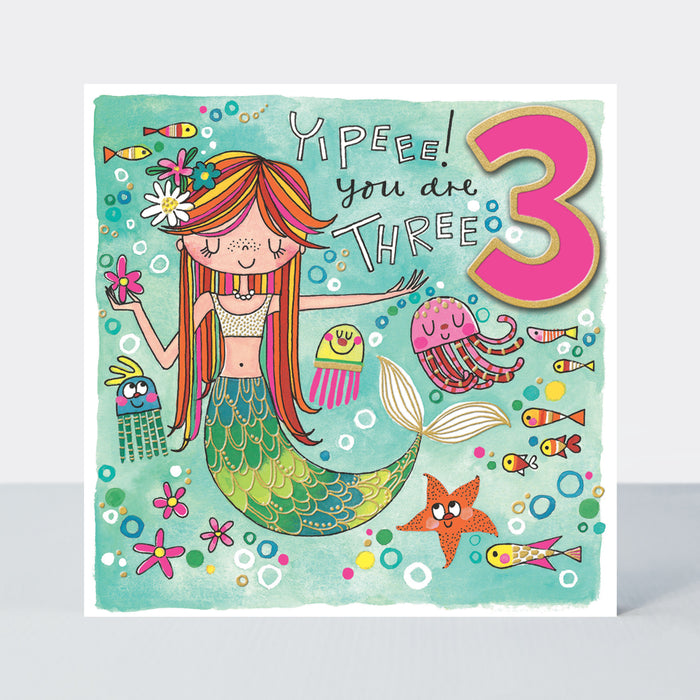 Rachel Ellen Birthday Card - Age 3 Mermaid