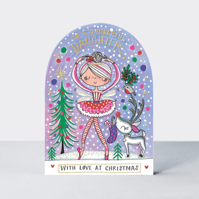 Rachel Ellen Christmas Card - Daughter Ballerina Fairy Snow Globe