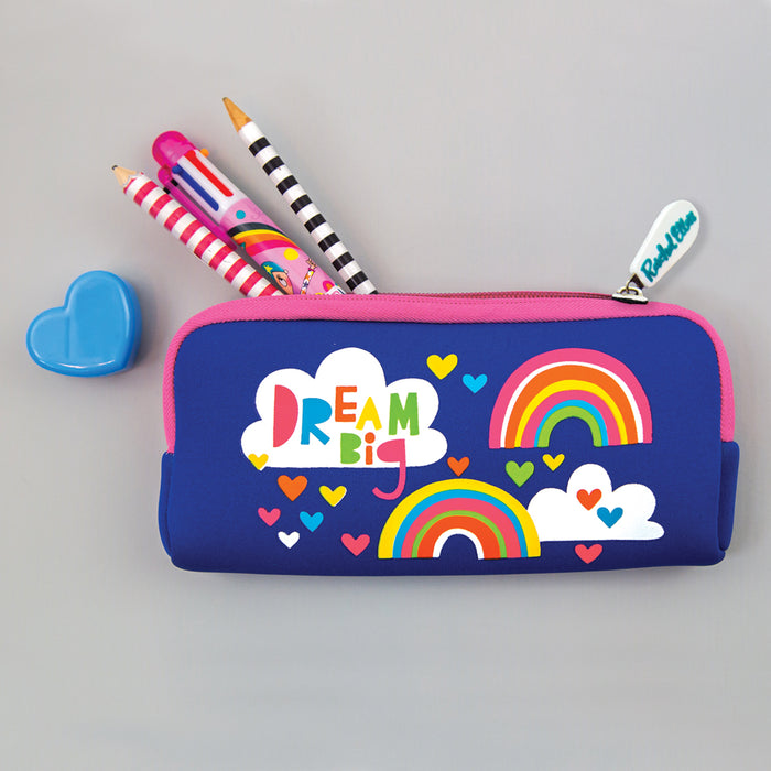 Rachel Ellen Neoprene Pencil Case - Dream Big/Rainbows