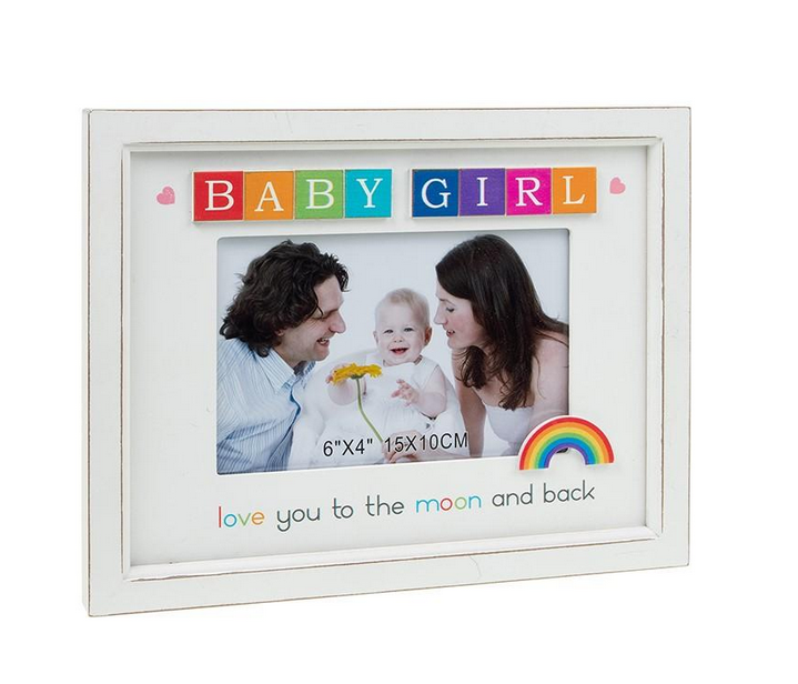 Rainbow Scrabble Frame Baby Girl 6x4
