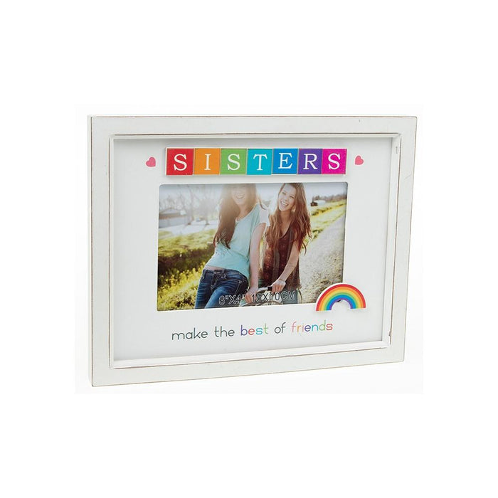 Rainbow Scrabble Frame Sisters 6x4