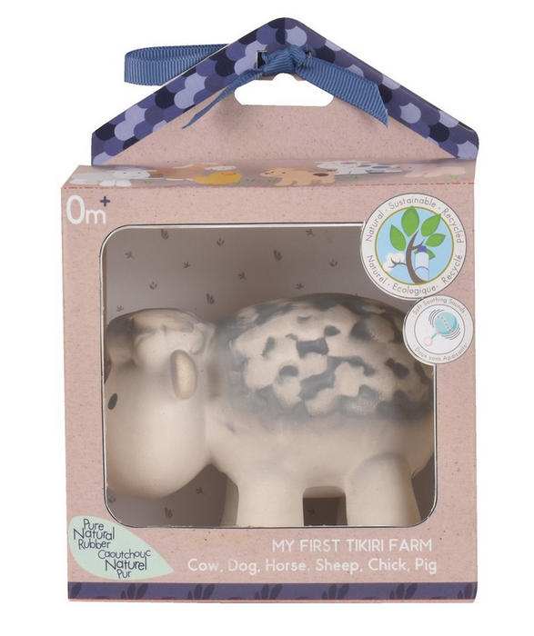 Tikiri Natural Rubber Rattle and Bath Toy - Sheep