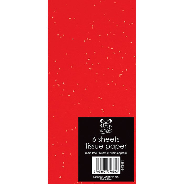 Glitter Tissue Paper Red - 6 Sheets