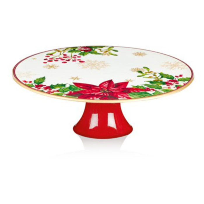 Poinsettia Footed Cake Stand