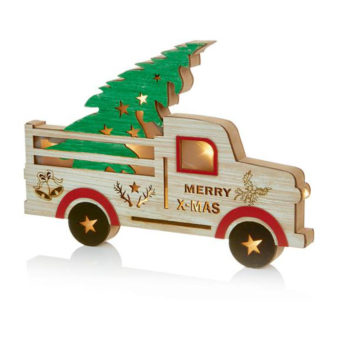 Wooden Truck Decoration with Xmas Tree