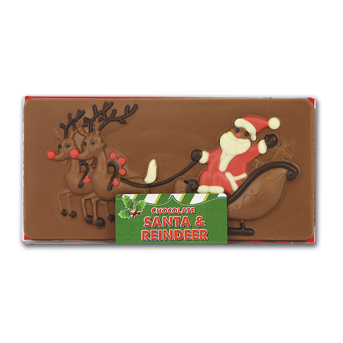 Hand Decorated Chocolate Santa & Reindeer Plaque