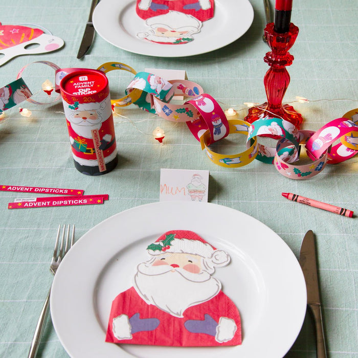 Talking Tables Santa Shaped Napkin with Colour in Placecards