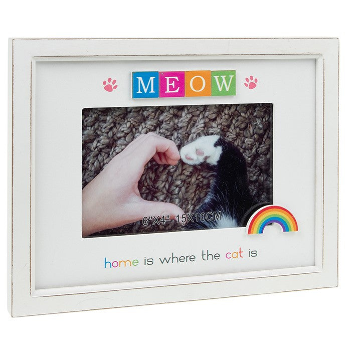 Rainbow Scrabble Photo Frame Meow 6x4