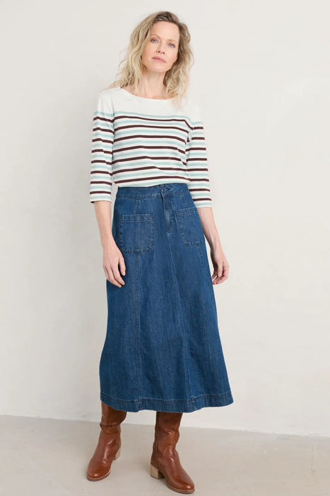 Seasalt Women's Sailor Top In Falmouth Duet Mini Cornish Dark Rye