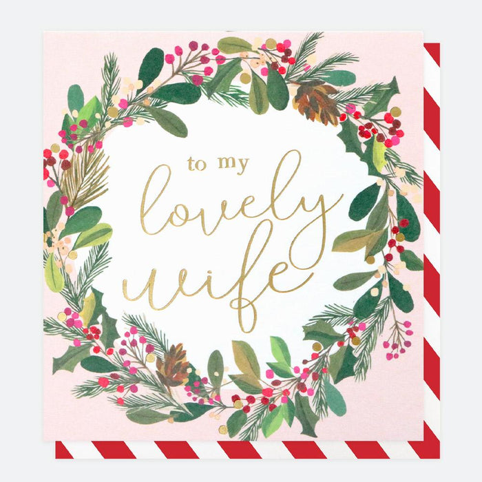 Caroline Gardner Christmas Card - Lovely Wife (Wreath)