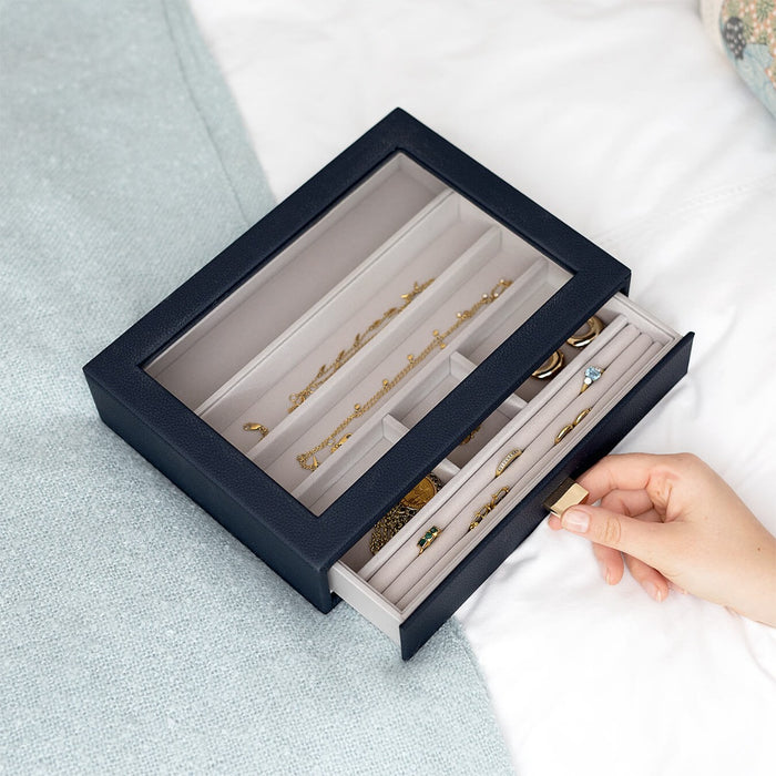 Stackers Navy Pebble Classic Jewellery Box Display Drawer