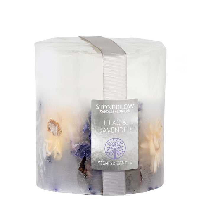 Stoneglow Nature's Gift Lilac & Lavender Scented Candle Inclusion Pillar