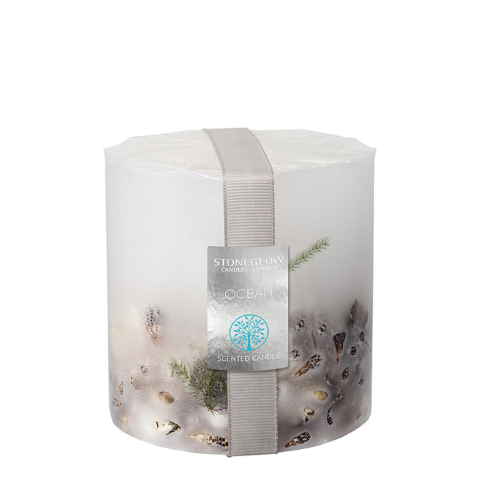 Stoneglow Nature's Gift Ocean Scented Candle Inclusion Pillar