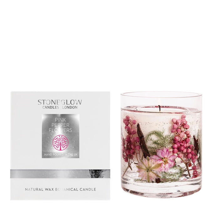 Stoneglow Nature's Gift Pink Pepper Flowers Natural Wax Scented Candle Gel Tumbler
