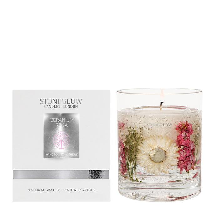 Stoneglow Nature's Gift Geranium Rosa Natural Wax Scented Candle Gel Tumbler
