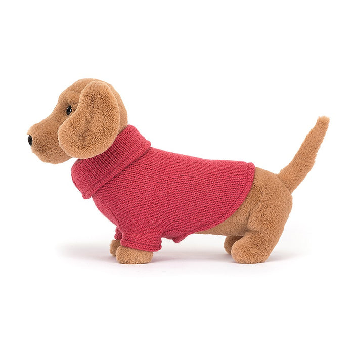 Jellycat Sweater Sausage Dog Pink