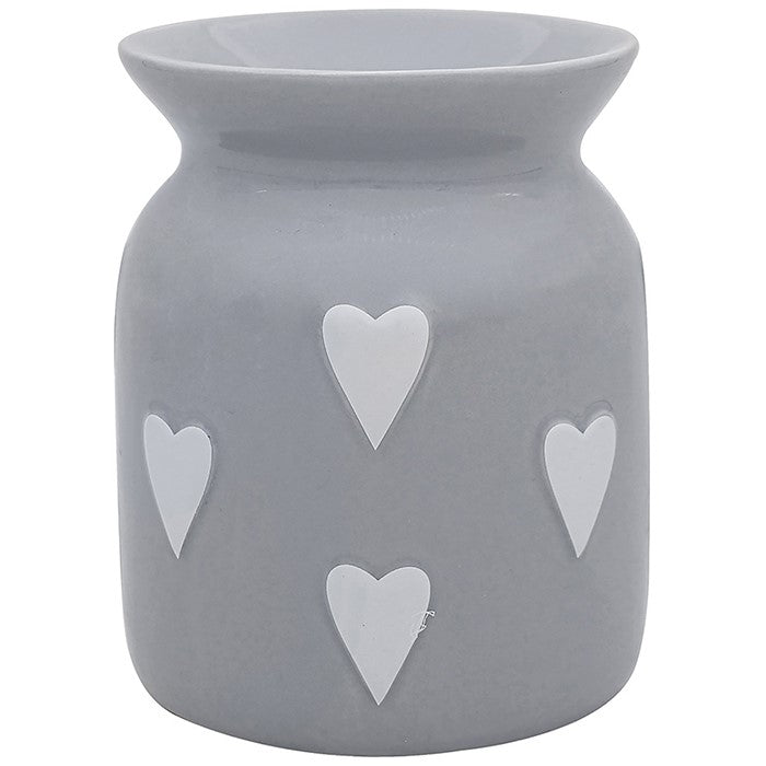 Hearts Ceramic Oil Warmer Grey