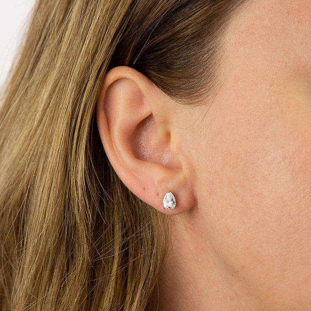 Diamonfire Teardrop Shaped Zirconia Stud Earrings