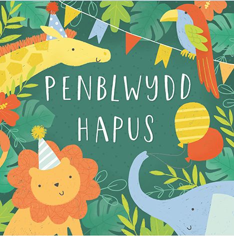 The Paintbox Jungle Animals 'Penblwydd Hapus' Welsh Card