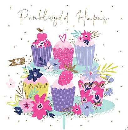 The Paintbox Penblwydd Hapus 'Happy Birthday' Cakes Welsh Card
