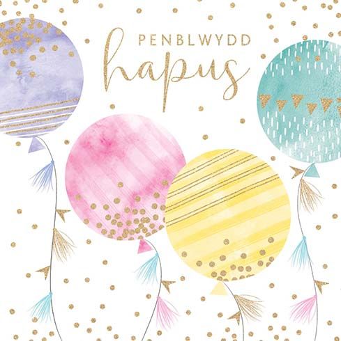 The Paintbox Balloons 'Penblwydd Hapus' Welsh Card