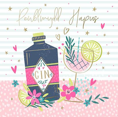 The Paintbox Gin 'Penblwydd Hapus' Welsh Card