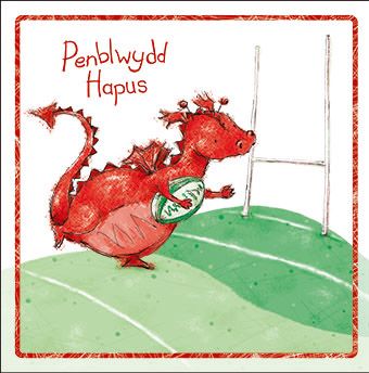 The Paintbox Delwyn Rugby 'Penbwlydd Hapus' Welsh Card