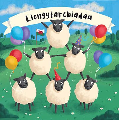 The Paintbox Sheep 'Llongyfarchiadau' (Congratulations) Welsh Card