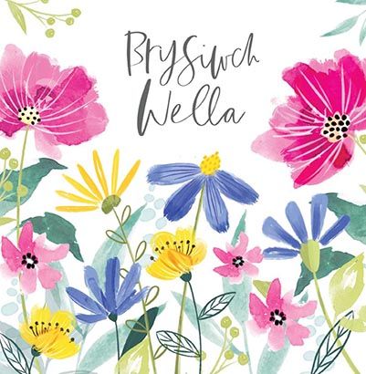 The Paintbox Floral Brysiwch Wella 'Get Well Soon' Welsh Card