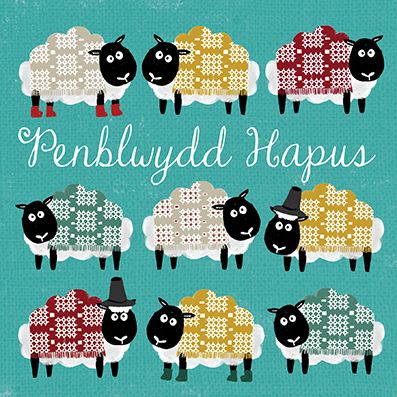 The Paintbox Blanket Sheep 'Penblwydd Hapus' Welsh Card
