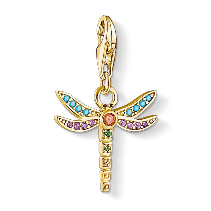 Thomas Sabo Gold Multicoloured Dragonfly Charm
