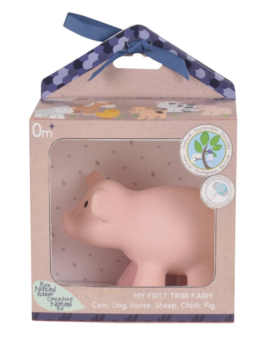 Tikiri Natural Rubber Rattle and Bath Toy - Pig