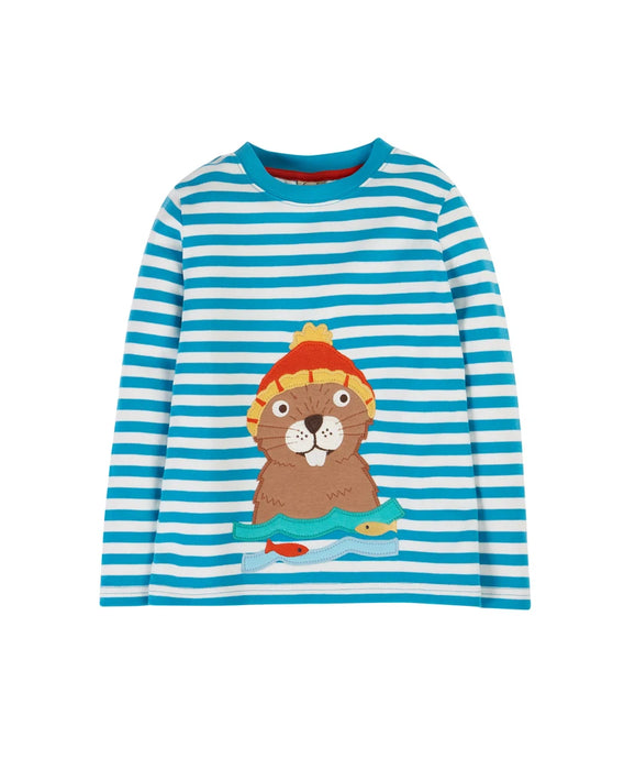 Frugi The National Trust Discovery Top in Blue Stripe