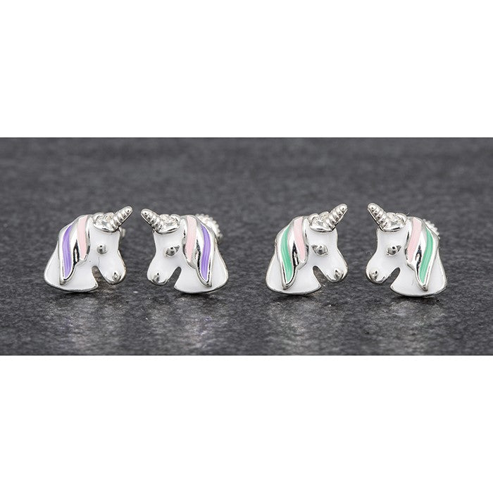 Equilibrium Girls Silver Plated Unicorn Earrings