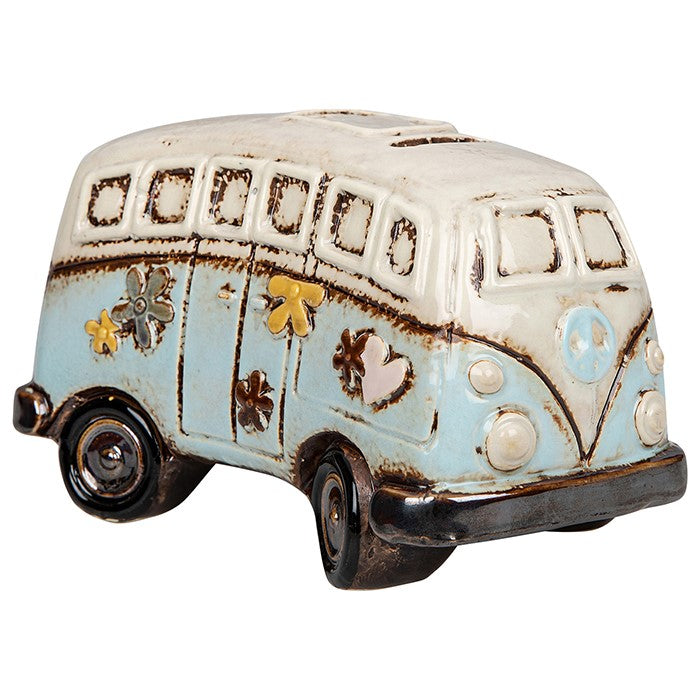 Village Pottery Campervan Money Box Blue