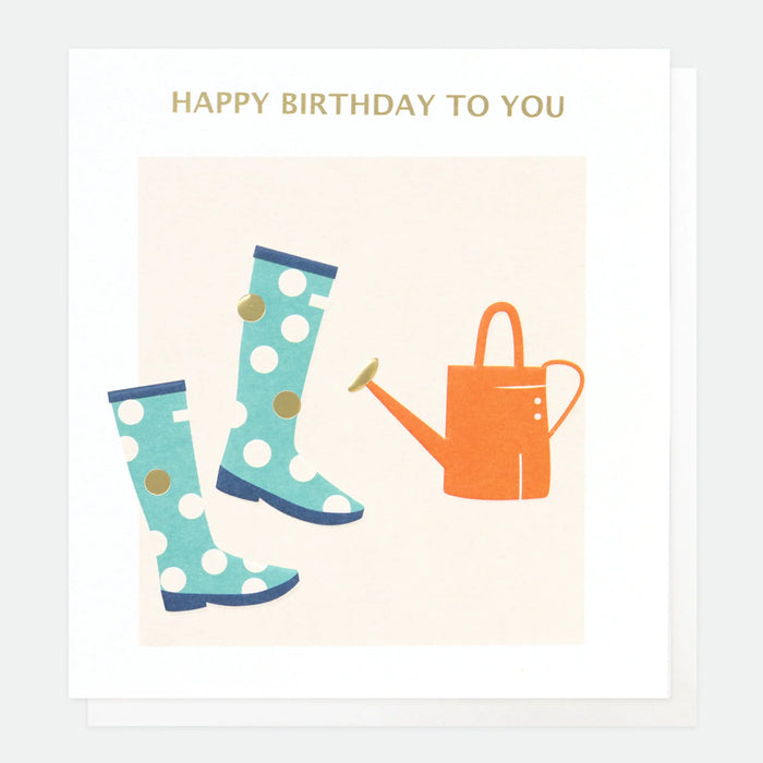 Caroline Gardner Wellies Happy Birthday Card