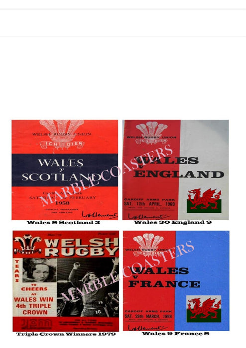 Marble Coaster Set - Welsh Rugby