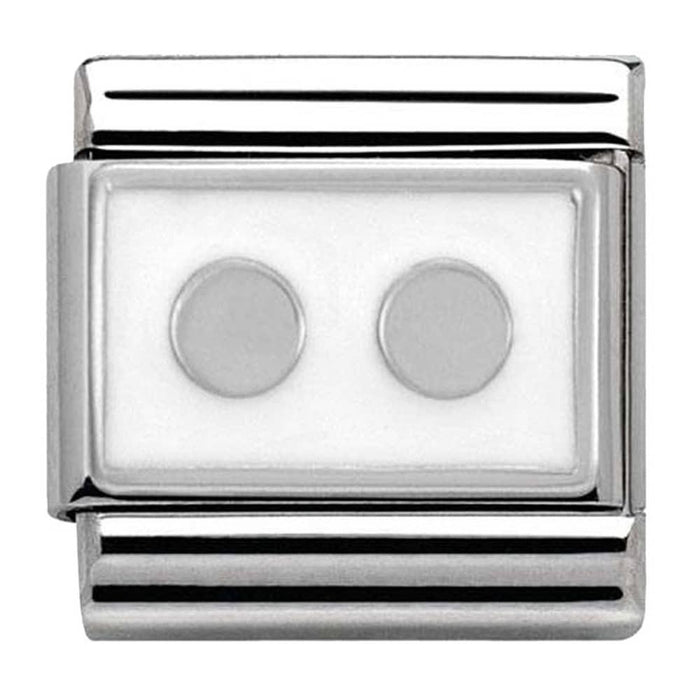 Nomination Classic Silver Plates Symbols Two Dots White Charm