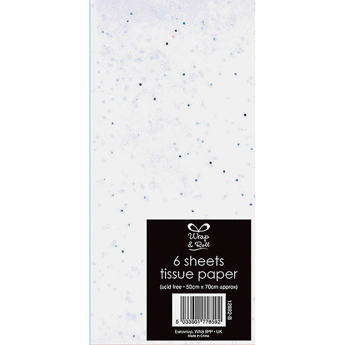 Glitter Tissue Paper White - 6 Sheets