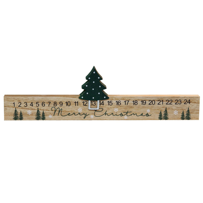 Wooden Calendar With Christmas Tree Date Slider