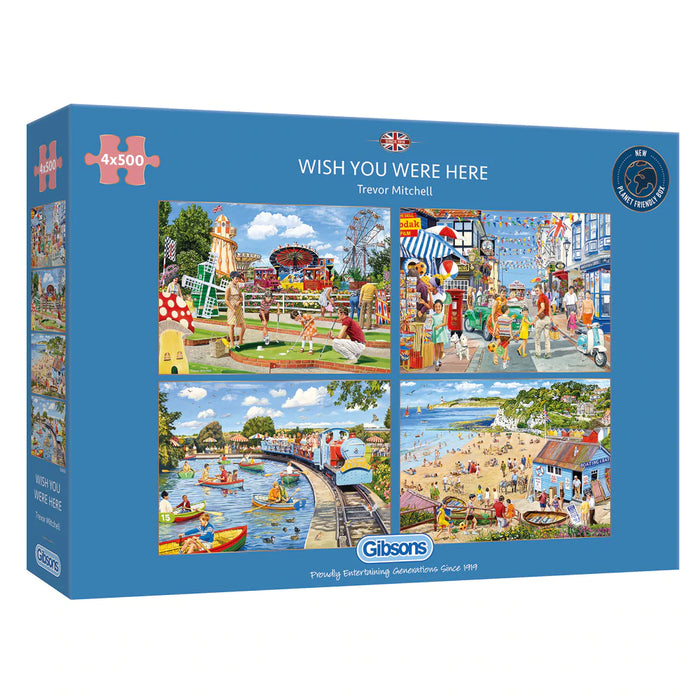 Gibsons Wish You Were Here 4x500pc Jigsaw Puzzles