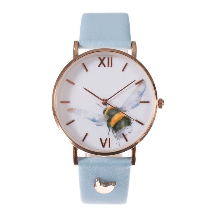 Wrendale Designs Blue Leather Strap Bee Watch