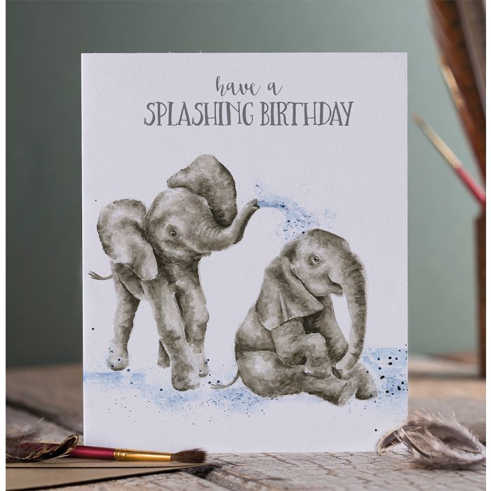 Wrendale Designs 'Splashing Birthday' Elephant Birthday Card