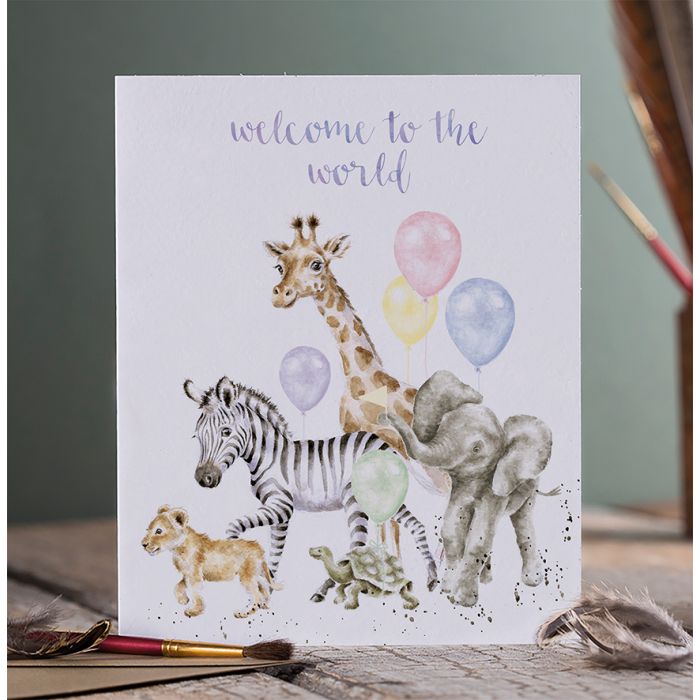 Wrendale Designs 'Welcome To The World' Wild Animal New Baby Card