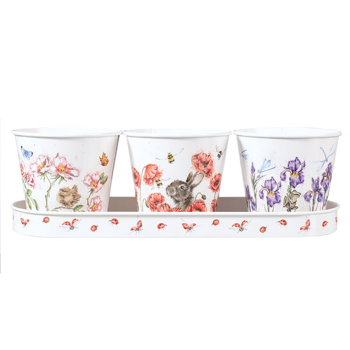 Wrendale Floral Herb Pots and Tray